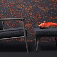 Кресло Zio MOOOI массив дуба/жаккард/темная пудра 770х850х760h